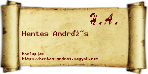 Hentes András névjegykártya